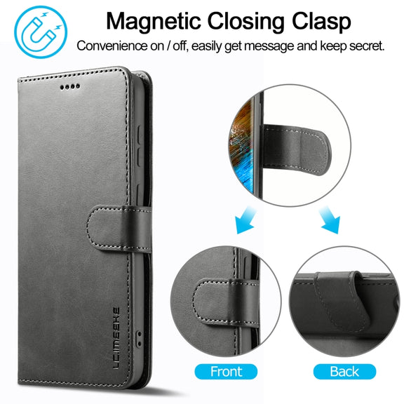 For Samsung Galaxy S24 5G LC.IMEEKE Calf Texture Leather Phone Case(Grey)