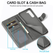 For Samsung Galaxy S24 5G LC.IMEEKE Calf Texture Leather Phone Case(Grey)