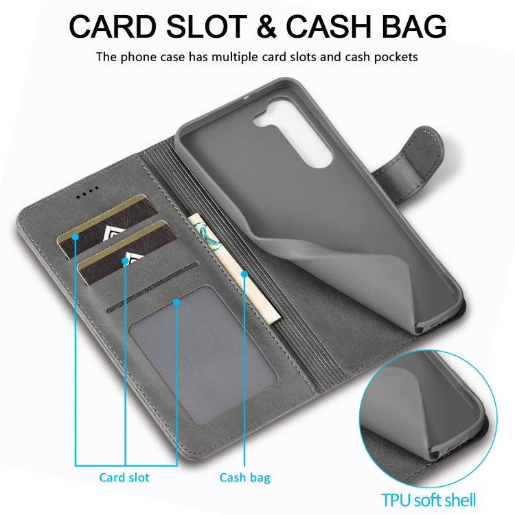 For Samsung Galaxy S24 5G LC.IMEEKE Calf Texture Leather Phone Case(Grey)
