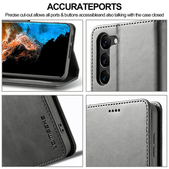 For Samsung Galaxy S24 5G LC.IMEEKE Calf Texture Leather Phone Case(Grey)