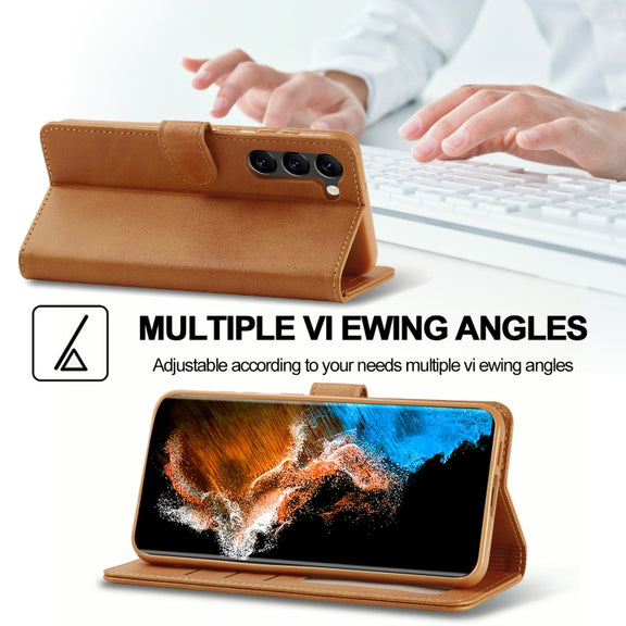 For Samsung Galaxy S24 5G LC.IMEEKE Calf Texture Leather Phone Case(Brown)