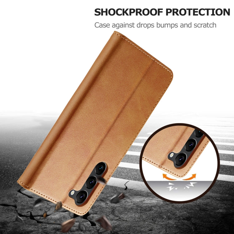 For Samsung Galaxy S24 5G LC.IMEEKE Calf Texture Leather Phone Case(Brown)