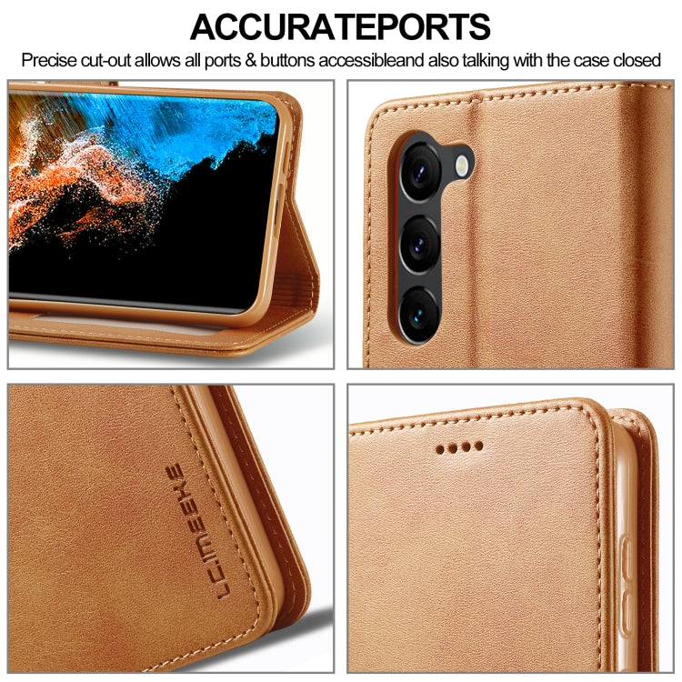 For Samsung Galaxy S24 5G LC.IMEEKE Calf Texture Leather Phone Case(Brown)