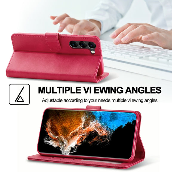 For Samsung Galaxy S24+ 5G LC.IMEEKE Calf Texture Leather Phone Case(Red)