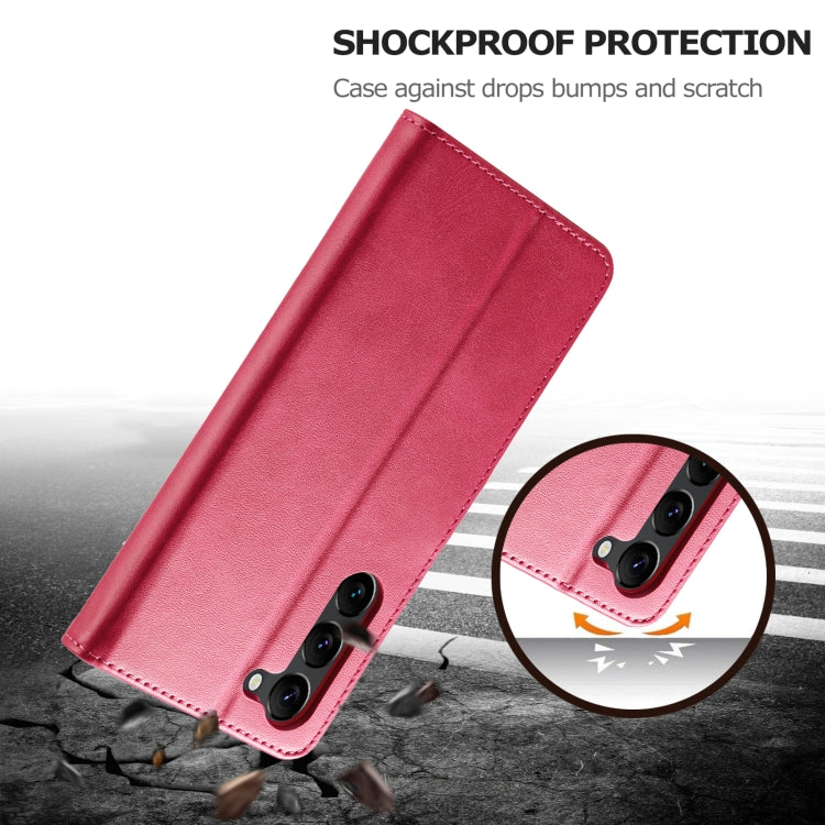 For Samsung Galaxy S24+ 5G LC.IMEEKE Calf Texture Leather Phone Case(Red)