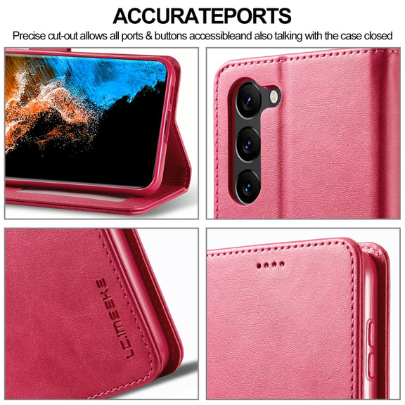 For Samsung Galaxy S24+ 5G LC.IMEEKE Calf Texture Leather Phone Case(Red)