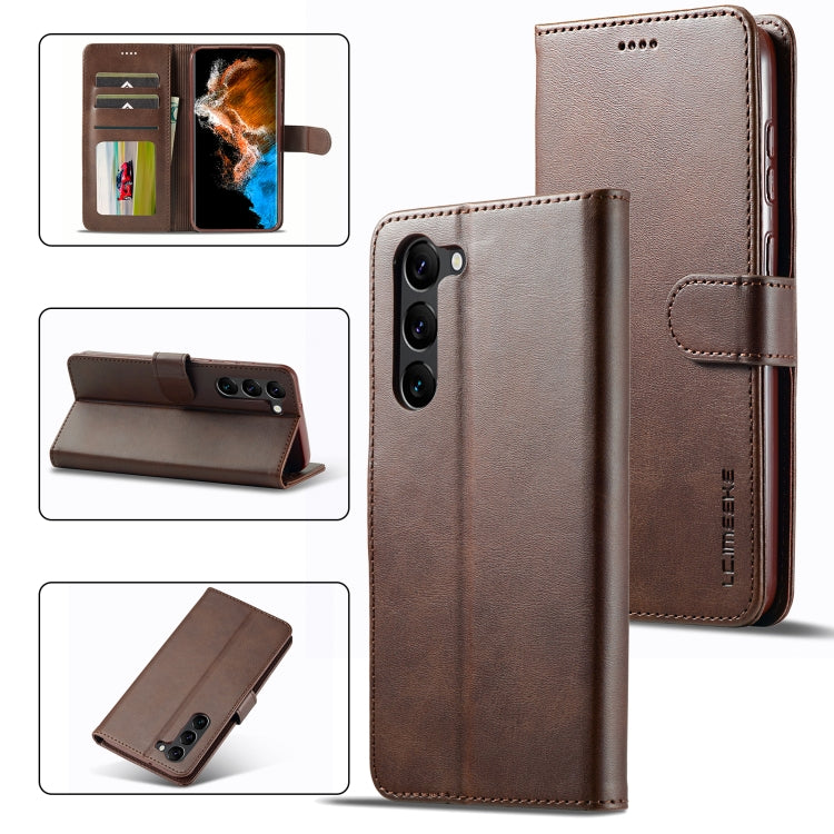 For Samsung Galaxy S24+ 5G LC.IMEEKE Calf Texture Leather Phone Case(Coffee)