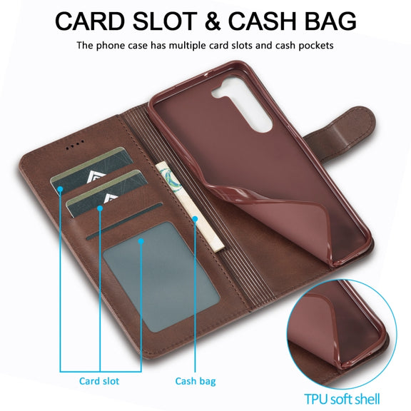 For Samsung Galaxy S24+ 5G LC.IMEEKE Calf Texture Leather Phone Case(Coffee)