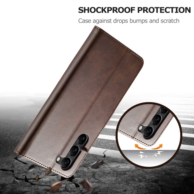 For Samsung Galaxy S24+ 5G LC.IMEEKE Calf Texture Leather Phone Case(Coffee)