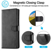 For Samsung Galaxy S24 Ultra 5G LC.IMEEKE Calf Texture Leather Phone Case(Black)