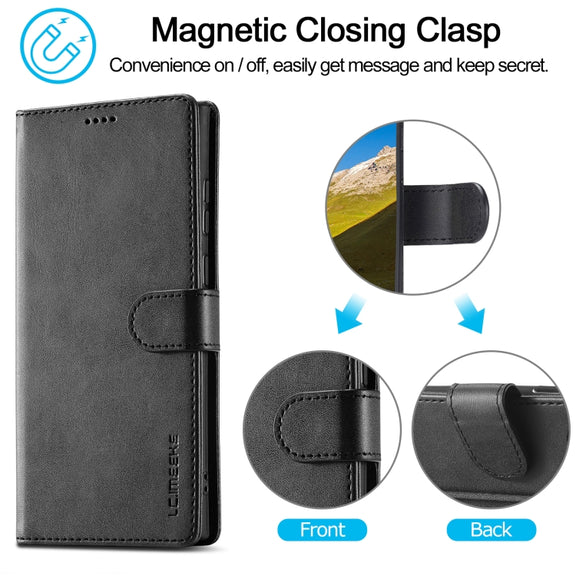 For Samsung Galaxy S24 Ultra 5G LC.IMEEKE Calf Texture Leather Phone Case(Black)