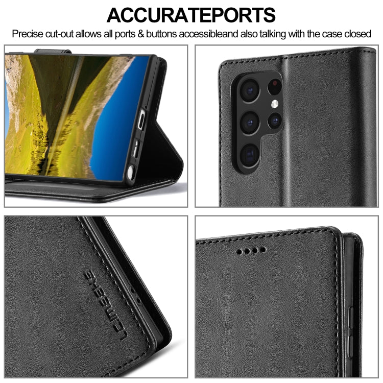 For Samsung Galaxy S24 Ultra 5G LC.IMEEKE Calf Texture Leather Phone Case(Black)