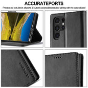 For Samsung Galaxy S24 Ultra 5G LC.IMEEKE Calf Texture Leather Phone Case(Black)