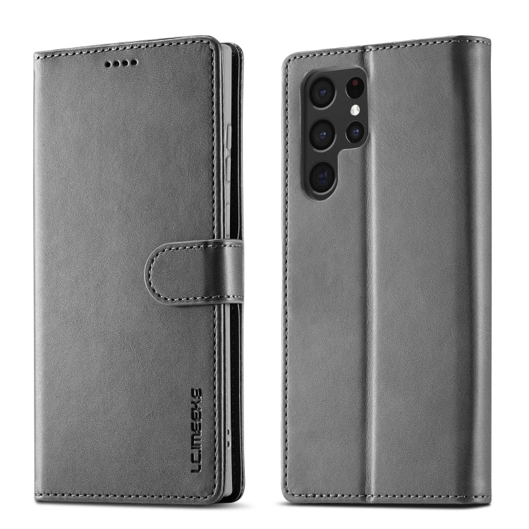 For Samsung Galaxy S24 Ultra 5G LC.IMEEKE Calf Texture Leather Phone Case(Grey)