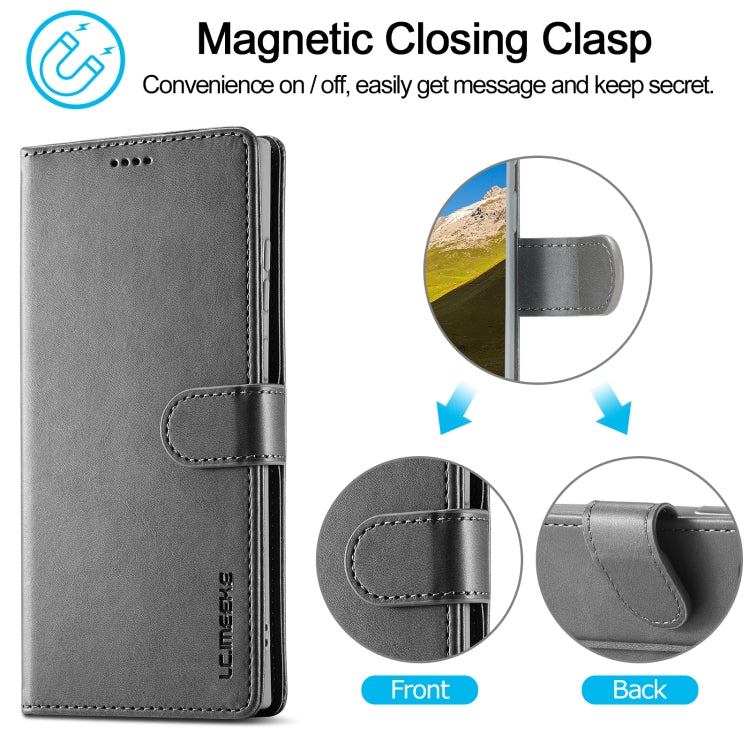 For Samsung Galaxy S24 Ultra 5G LC.IMEEKE Calf Texture Leather Phone Case(Grey)