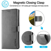 For Samsung Galaxy S24 Ultra 5G LC.IMEEKE Calf Texture Leather Phone Case(Grey)