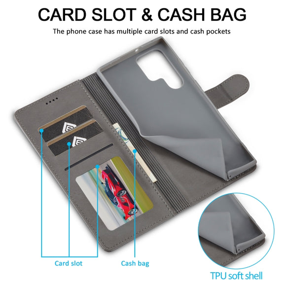 For Samsung Galaxy S24 Ultra 5G LC.IMEEKE Calf Texture Leather Phone Case(Grey)