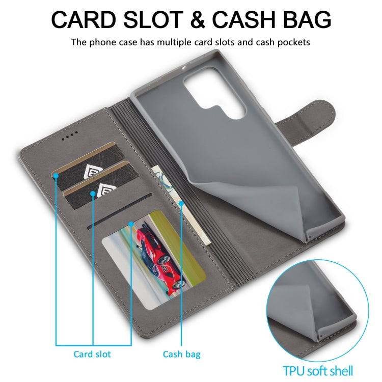 For Samsung Galaxy S24 Ultra 5G LC.IMEEKE Calf Texture Leather Phone Case(Grey)