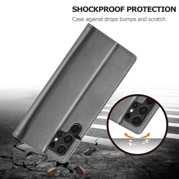 For Samsung Galaxy S24 Ultra 5G LC.IMEEKE Calf Texture Leather Phone Case(Grey)
