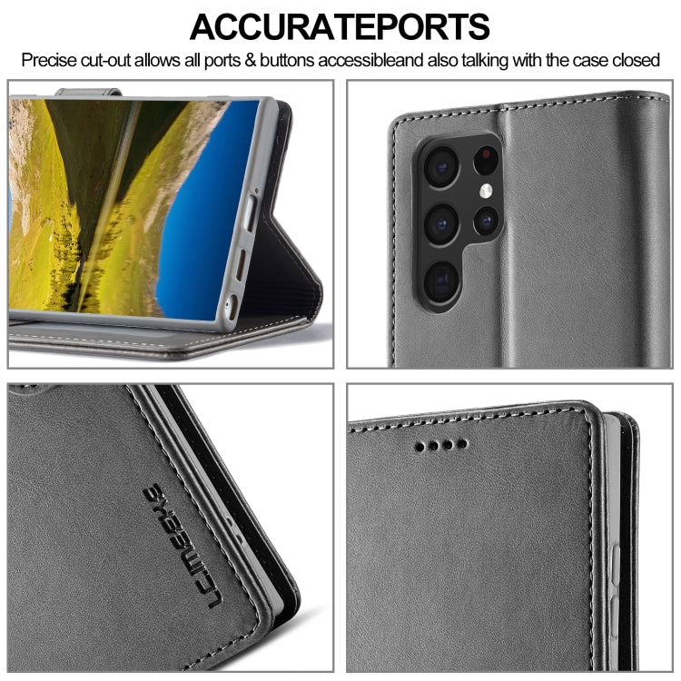 For Samsung Galaxy S24 Ultra 5G LC.IMEEKE Calf Texture Leather Phone Case(Grey)