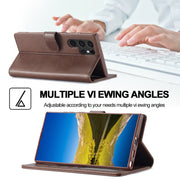 For Samsung Galaxy S24 Ultra 5G LC.IMEEKE Calf Texture Leather Phone Case(Coffee)