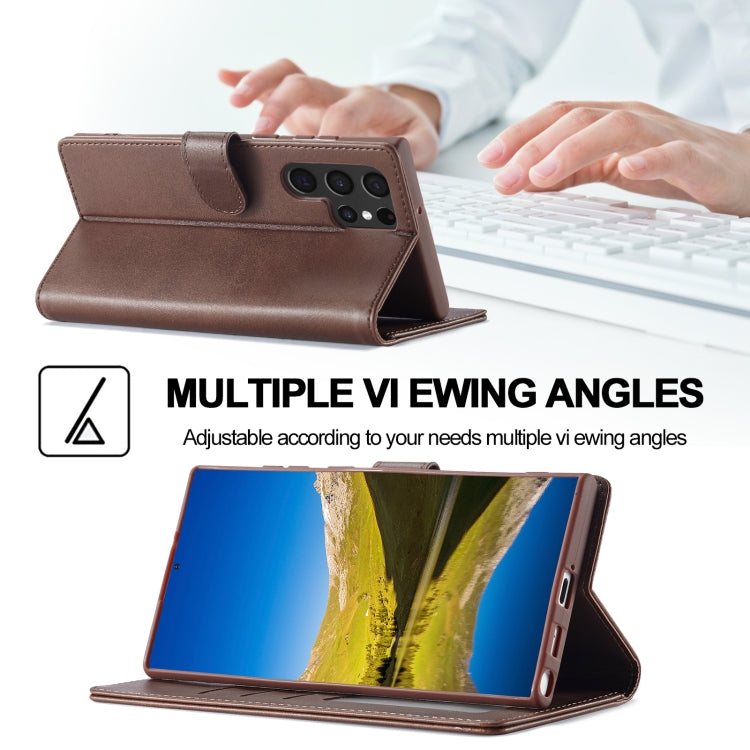 For Samsung Galaxy S24 Ultra 5G LC.IMEEKE Calf Texture Leather Phone Case(Coffee)