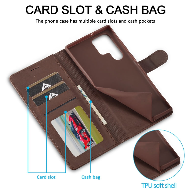 For Samsung Galaxy S24 Ultra 5G LC.IMEEKE Calf Texture Leather Phone Case(Coffee)