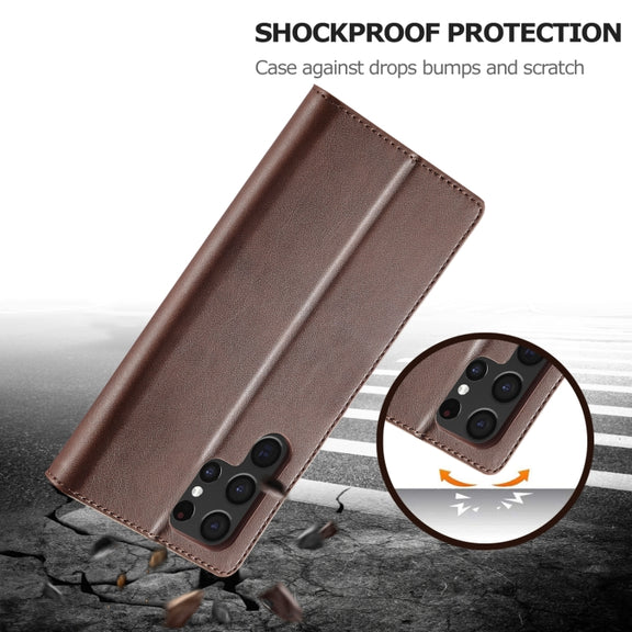For Samsung Galaxy S24 Ultra 5G LC.IMEEKE Calf Texture Leather Phone Case(Coffee)