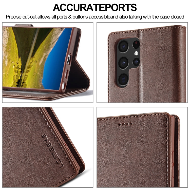 For Samsung Galaxy S24 Ultra 5G LC.IMEEKE Calf Texture Leather Phone Case(Coffee)