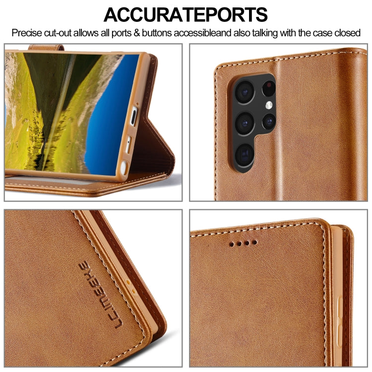 For Samsung Galaxy S24 Ultra 5G LC.IMEEKE Calf Texture Leather Phone Case(Brown)