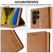 For Samsung Galaxy S24 Ultra 5G LC.IMEEKE Calf Texture Leather Phone Case(Brown)