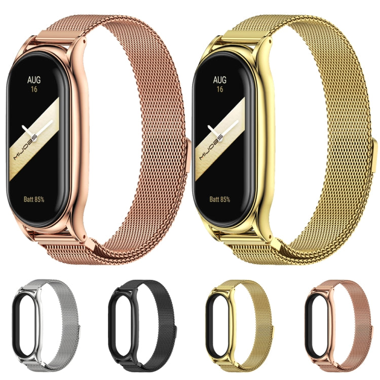 For Xiaomi Mi Band 8 Mijobs Plus Case Milan Magnetic Stainless Steel Watch Band(Gold)