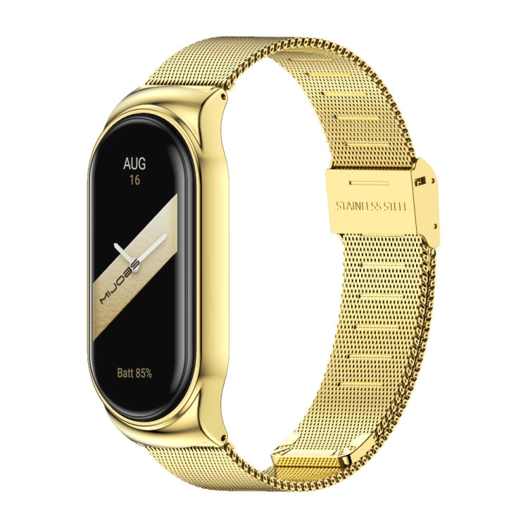 For Xiaomi Mi Band 8 Mijobs CS Case Milan Buckle Metal Watch Band(Gold)