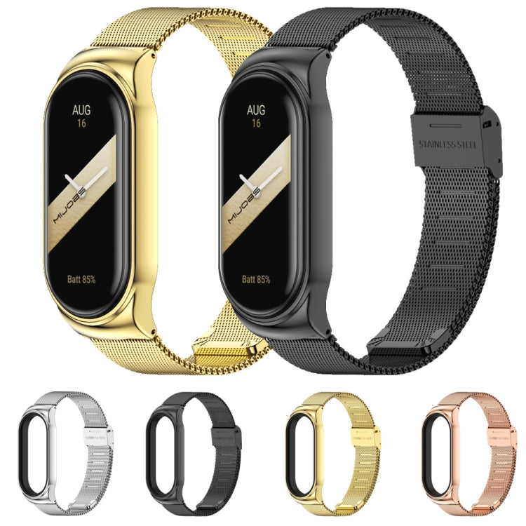 For Xiaomi Mi Band 8 Mijobs CS Case Milan Buckle Metal Watch Band(Gold)