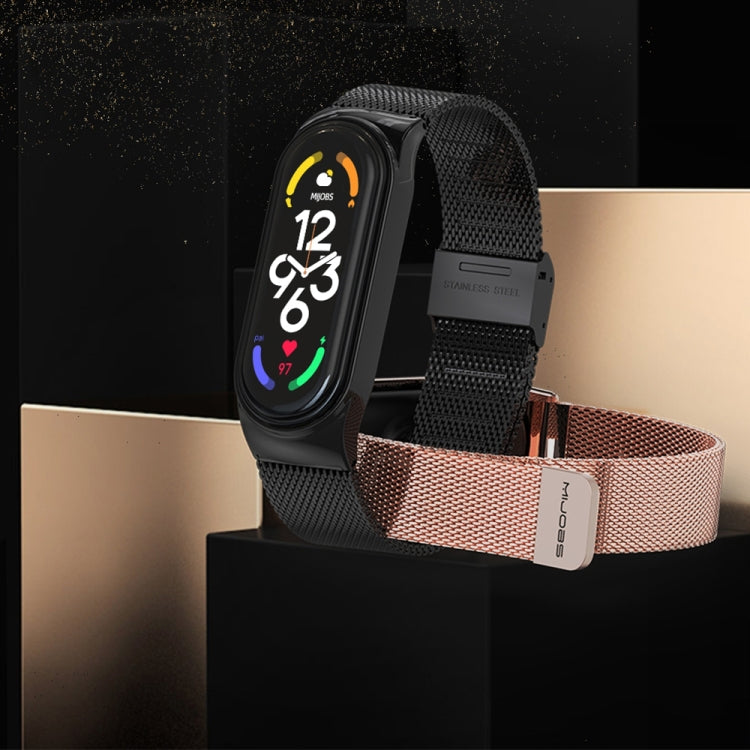 For Xiaomi Mi Band 8 Mijobs CS Case Milan Buckle Metal Watch Band(Gold)