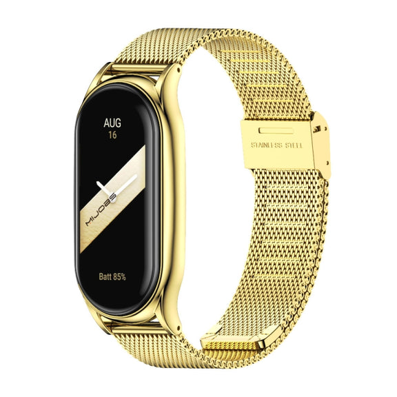 For Xiaomi Mi Band 8 Mijobs Plus Case Milan Buckle Metal Watch Band(Gold)