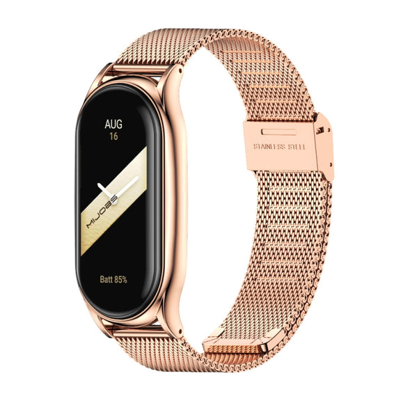 For Xiaomi Mi Band 8 Mijobs Plus Case Milan Buckle Metal Watch Band(Rose Gold)