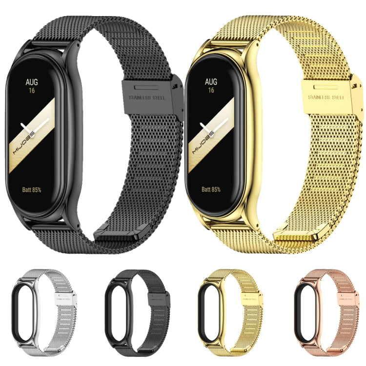 For Xiaomi Mi Band 8 Mijobs Plus Case Milan Buckle Metal Watch Band(Black)