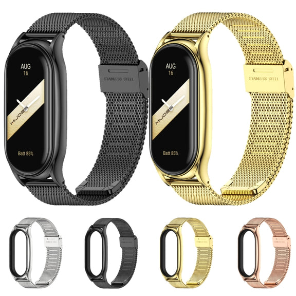 For Xiaomi Mi Band 8 Mijobs Plus Case Milan Buckle Metal Watch Band(Black)