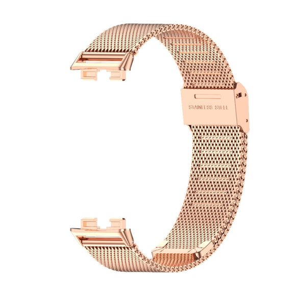 For Huawei Band 8 / 9 / 10 Mijobs Milan Buckle Stainless Steel Watch Band(Rose Gold)