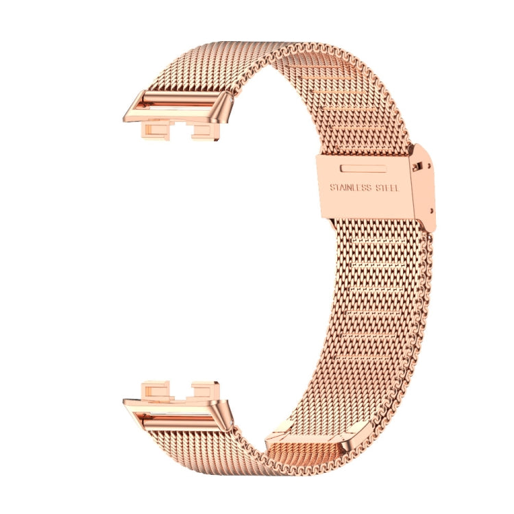 For Huawei Band 8 / 9 / 10 Mijobs Milan Buckle Stainless Steel Watch Band(Rose Gold)