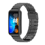 For Huawei Band 8 Mijobs Bamboo Buckle Stainless Steel Watch Band(Black)