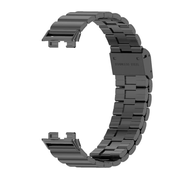 For Huawei Band 8 Mijobs Bamboo Buckle Stainless Steel Watch Band(Black)