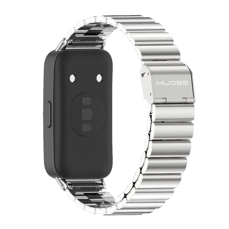 For Huawei Band 8 / 9 / 10 Mijobs Bamboo Buckle Stainless Steel Watch Band(Silver)