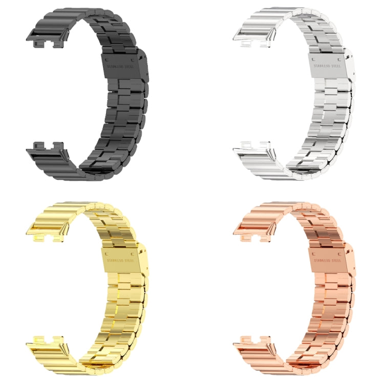 For Huawei Band 8 Mijobs Bamboo Buckle Stainless Steel Watch Band(Black)