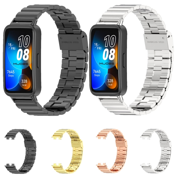 For Huawei Band 8 / 9 / 10 Mijobs Bamboo Buckle Stainless Steel Watch Band(Silver)