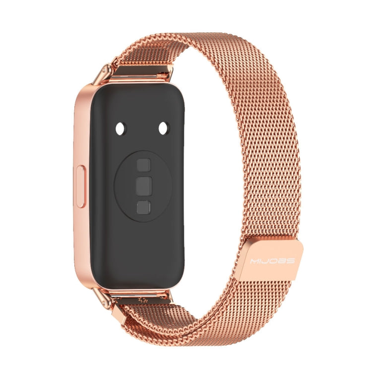 For Huawei Band 8 / 9 / 10 Mijobs Milan Magnetic Stainless Steel Watch Band(Rose Gold)