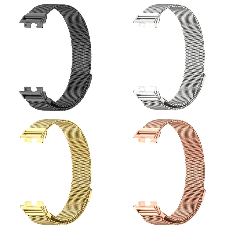 For Huawei Band 8 / 9 / 10 Mijobs Milan Magnetic Stainless Steel Watch Band(Rose Gold)