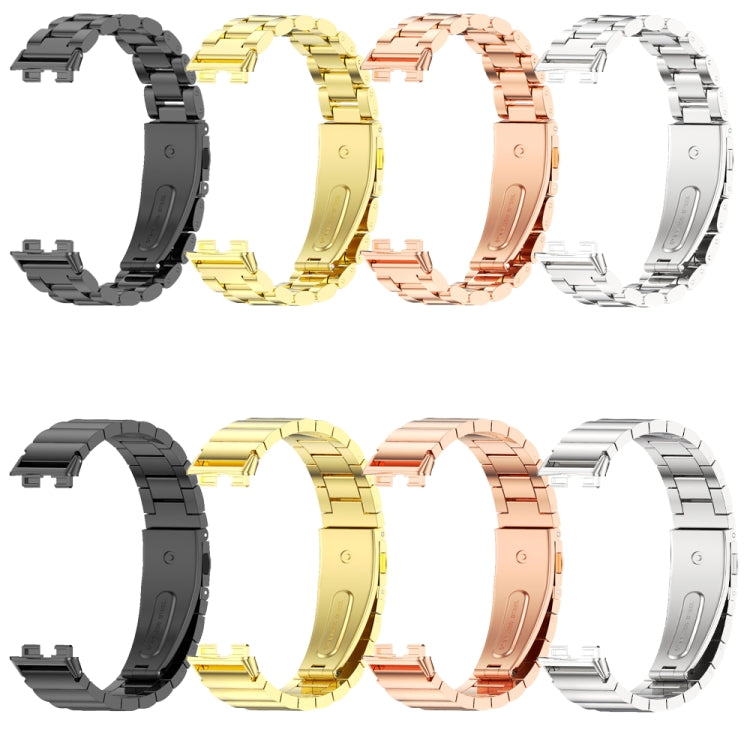 For Huawei Band 8 / 9 / 10 Mijobs Three Bead Bamboo Stainless Steel Watch Band(Silver)