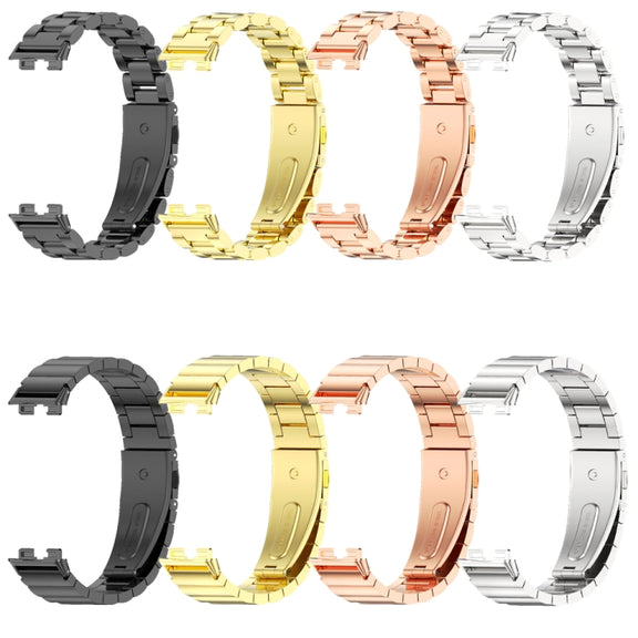 For Huawei Band 8 / 9 / 10 Mijobs Three Bead Bamboo Stainless Steel Watch Band(Silver)